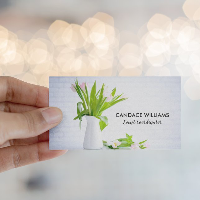 Chic Event Coordinator Party Planning Blume White Visitenkarte (Von Creator hochgeladen)