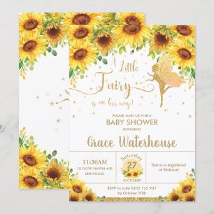 Chic Fairy Sunflower Bloral Baby Shower Girl Einladung