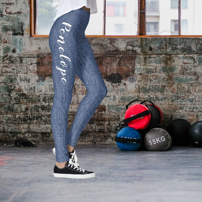 Chic Fake Blue Jeans Script Leggings (Von Creator hochgeladen)
