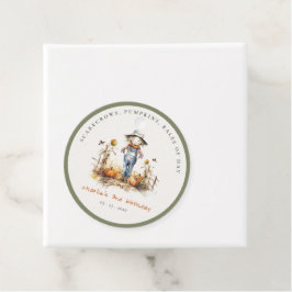 Chic Fall Pumpkin Scarecrow Harvest Kindergeburtst Geschenkanhänger