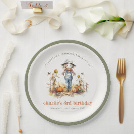 Chic Fall Pumpkin Scarecrow Harvest Kindergeburtst Pappteller