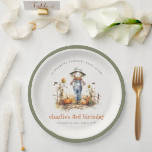 Chic Fall Pumpkin Scarecrow Harvest Kindergeburtst Pappteller