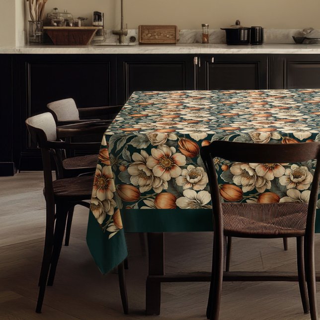 Chic fall terracotta Elfenbein Blume pastellblau Tischdecke (Chic fall terracotta ivory flowers pastel blue tablecloth)