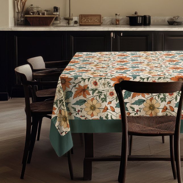 Chic fall terracotta weiße Blume pastellgrün Tischdecke (Chic fall terracotta white flowers pastel green tablecloth)