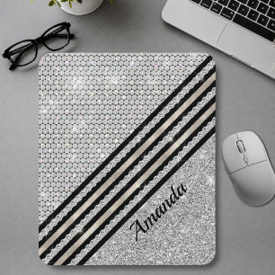 Chic falscher Kristall und Silber Glitter Personal Mousepad