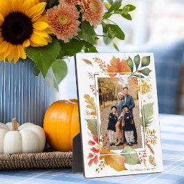 Chic Family Erntedank Fall Leaf Border Foto Fotoplatte