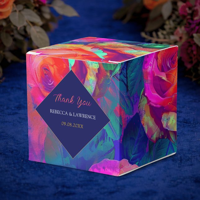 Chic farbenfrohe helle Blume Hochzeit Geschenkschachtel (Von Creator hochgeladen)
