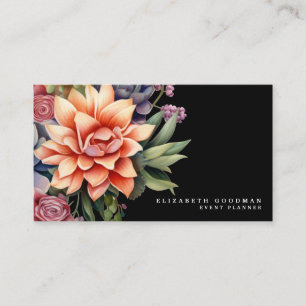 Chic farbenfrohe Succules Black Business Cards Visitenkarte