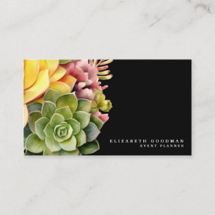 Chic farbenfrohe Succules Black Business Cards Visitenkarte