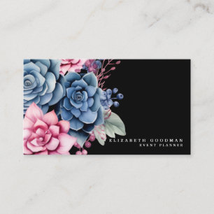 Chic farbenfrohe Succules Black Business Cards Visitenkarte