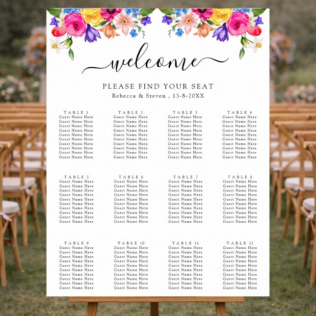 Chic farbenfrohe Wildblumen Hochzeitskarte Poster (Von Creator hochgeladen)