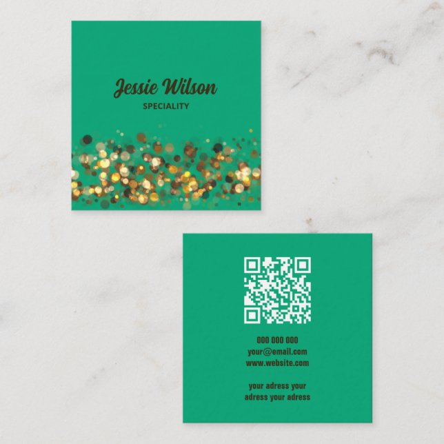 Chic farbenfroher QR Code modern Quadratische Visitenkarte (Vorne/Hinten)