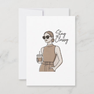 Chic Fashion Girl Stay Classy  Aesthetic Minimal  Dankeskarte