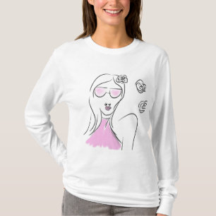 Chic Fashion Illustration Long Sleeve T - Shirt