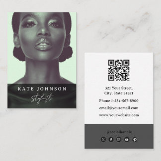 Chic Fashion Stylist Professional Foto QR Code Visitenkarte