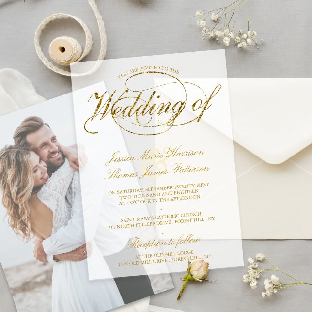 Chic Faux Gold Foil Script Wedding (Von Creator hochgeladen)