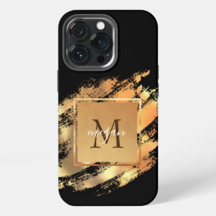 Chic Faux Gold Glam gemalte Pinselstrich-Signatur iPhone 13 Pro Hülle