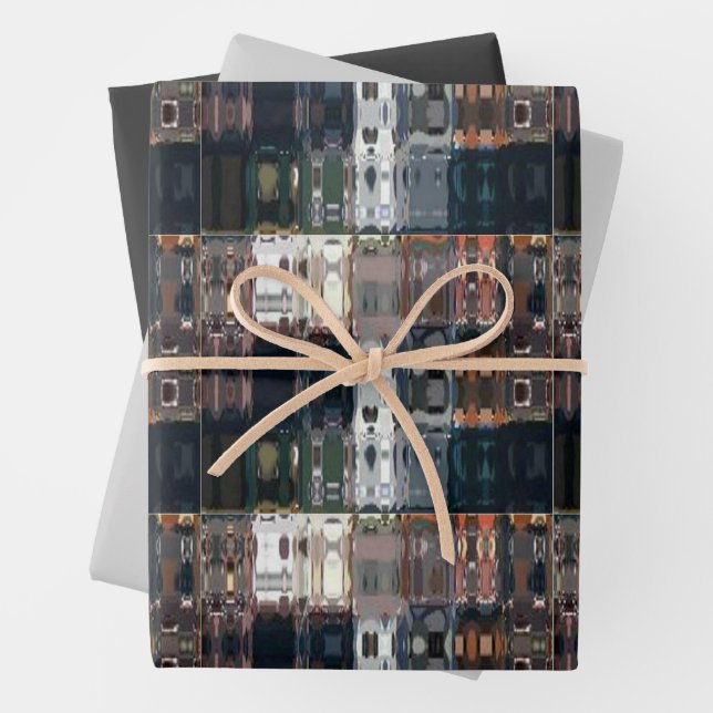 Chic Faux Mosaic Gray Terracotta Design Geschenkpapier Set (Beispiel)