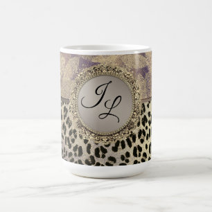 Chic Feathers mit Leopard Print Monogram Kaffeetasse
