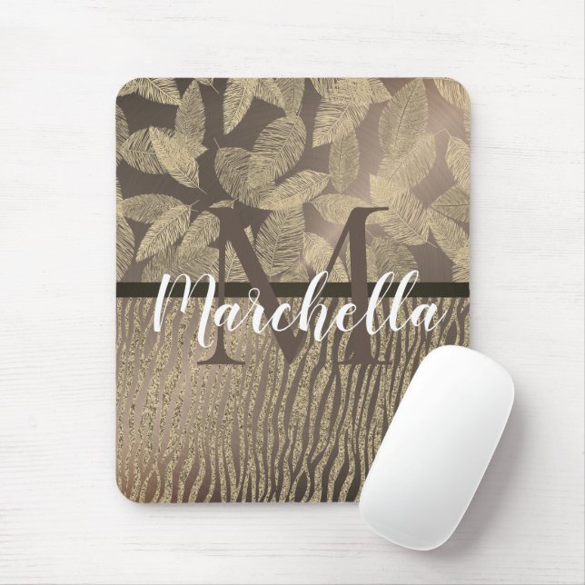 Chic Feathers mit Zebra Print Monogram Mousepad (Mit Mouse)