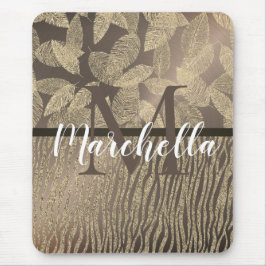 Chic Feathers mit Zebra Print Monogram Mousepad