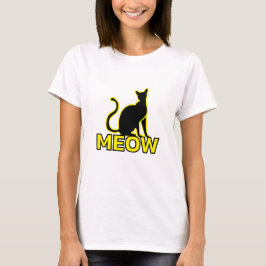 Chic Feline Charm - "MEOW" Cat Silhouette T - Shir T-Shirt