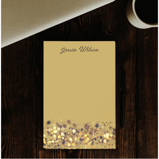 Chic feminin luxuriöse Rahmen benannt Post-it Klebezettel (Gold foil glitter design for custom name post-it notes)