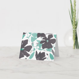 Chic Feminine Aquamarin Graues Blumenmuster Karte