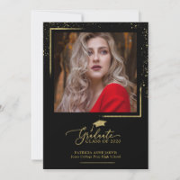 Chic Festive Abschluss Ankündigung Gold Glitzer