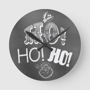 Chic Festive Chalkboard Ho, Ho Santa Runde Wanduhr