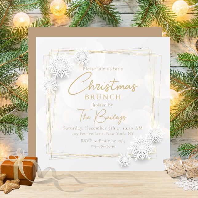 Chic Festive Holiday Snowflakes Weihnachts Brunch Einladung (Von Creator hochgeladen)