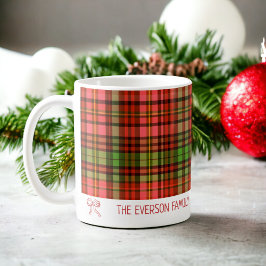 Chic Festive Red Green Kariert Weihnachtsmuster Kaffeetasse