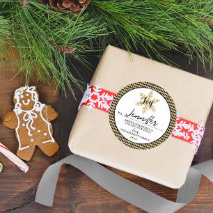 Chic Festive Snowflake Custom Gift Aufkleber