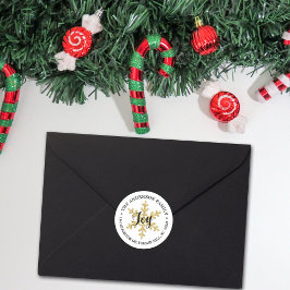 Chic Festive Snowflake Custom Rücksendeadresse Runder Aufkleber