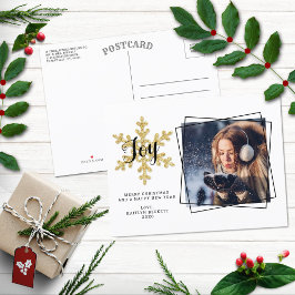 Chic Festive Snowflake Foto Holiday Feiertagspostkarte