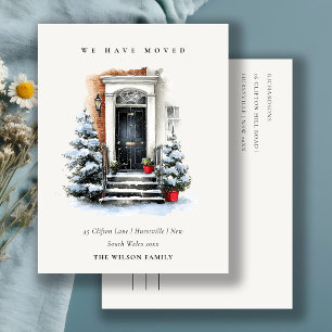Chic Festive Winter Front Tür Wir sind umgezogen Postkarte