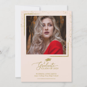 Chic festliche Abschlussankündigung Gold Glitter Einladung
