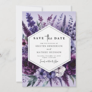 Chic Field Lila Floral Wedding Save The Date