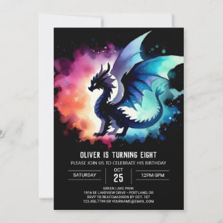 Chic Fiery Dragon Birthday Custom Einladung