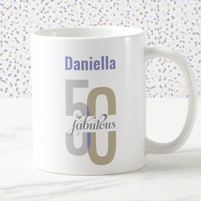 Chic Fifty & Fabulous 50. Geburtstag Personalisier Kaffeetasse (Von Creator hochgeladen)