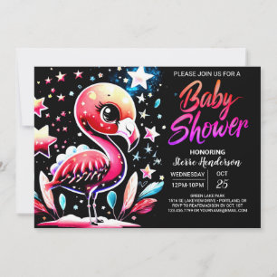 Chic Flamingo Editable Baby Dusche Einladung