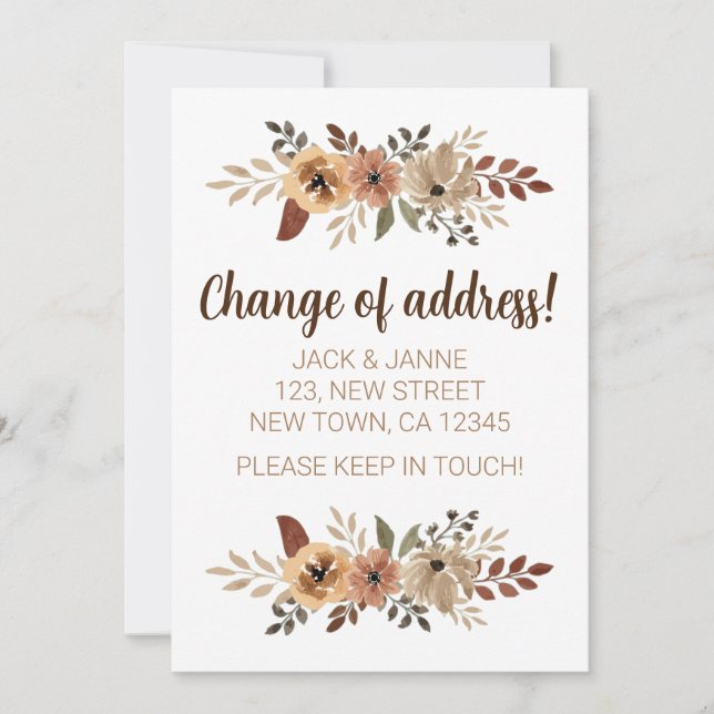 Chic Flora Änderung der Adressmeldungskarte Ankündigung (Vorderseite)