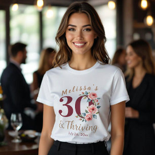 Chic floral 30. Geburtstag Party T-Shirt