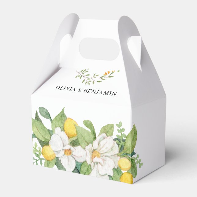 Chic Floral and Lemon Greenerity Gastgeschenk Hoch Geschenkschachtel (Vorderseite)