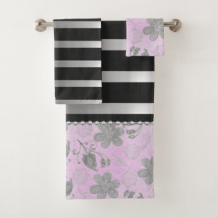 Chic Floral and Stripes Badhandtuch Set