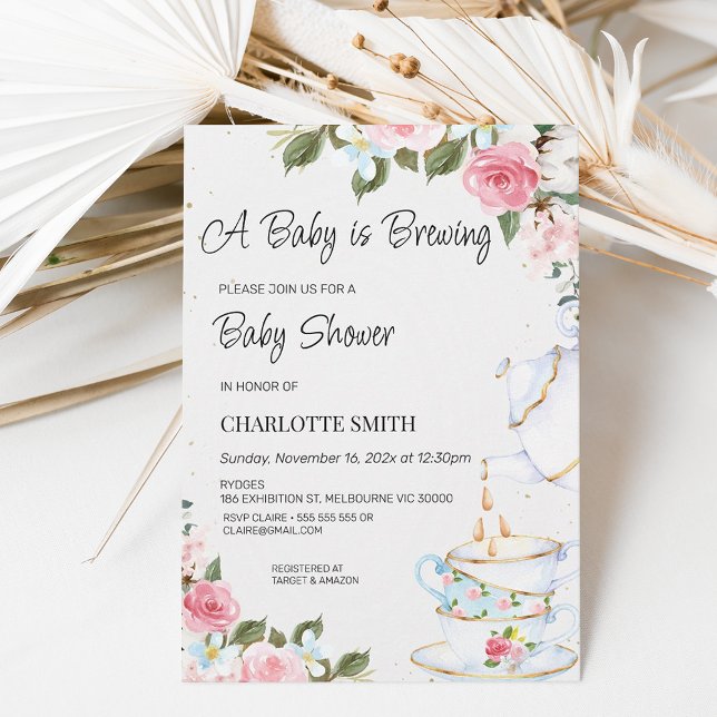 Chic Floral Baby wird Baby Shower einladen Einladung (Von Creator hochgeladen)