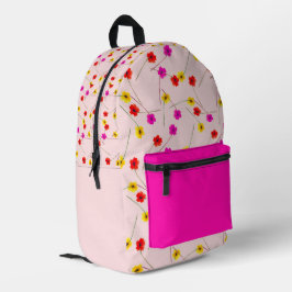 Chic floral backpack with bold pink accent bedruckter rucksack