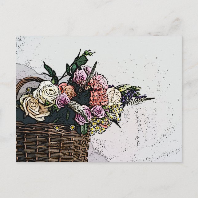 Chic Floral Basket von Blume Art Postkarte (Vorderseite)