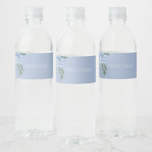 Chic Floral Blue Hydrangea Event Hochzeit Wasserflaschenetikett
