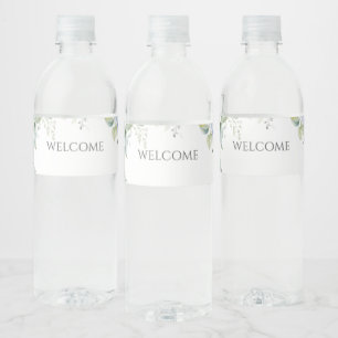 Chic Floral Blue Hydrangea Event Hochzeit Wasserflaschenetikett